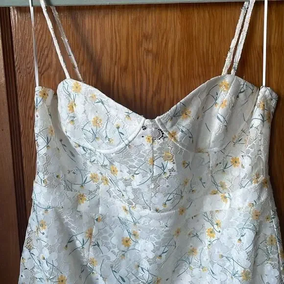 NSR Yellow Floral Spaghetti Strap Dress - Picture 3 of 10